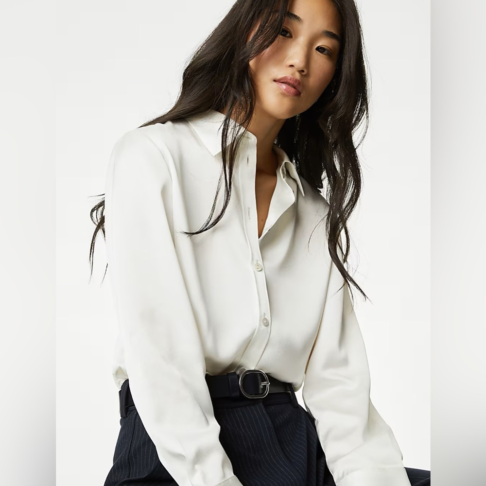 M&S White Satin Blouse